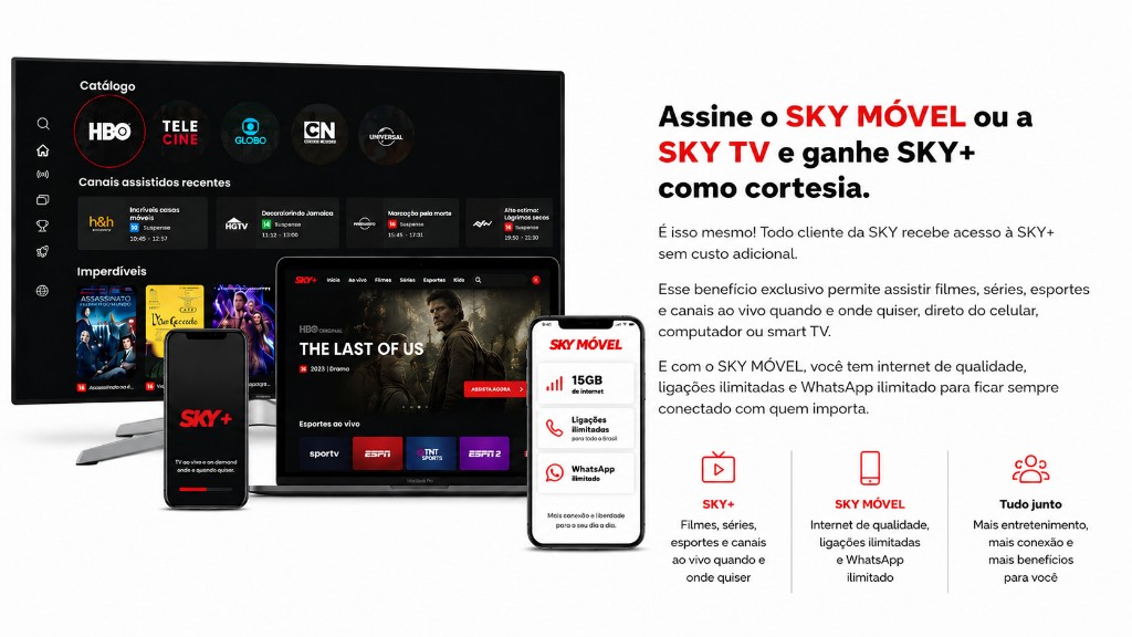 Assine o SKY Móvel ou a SKY TV e ganhe SKY+ como cortesia